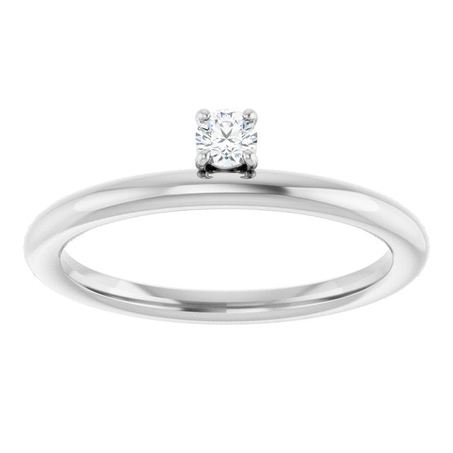 14K White Gold 1/10 CT Natural Diamond Stackable Ring 