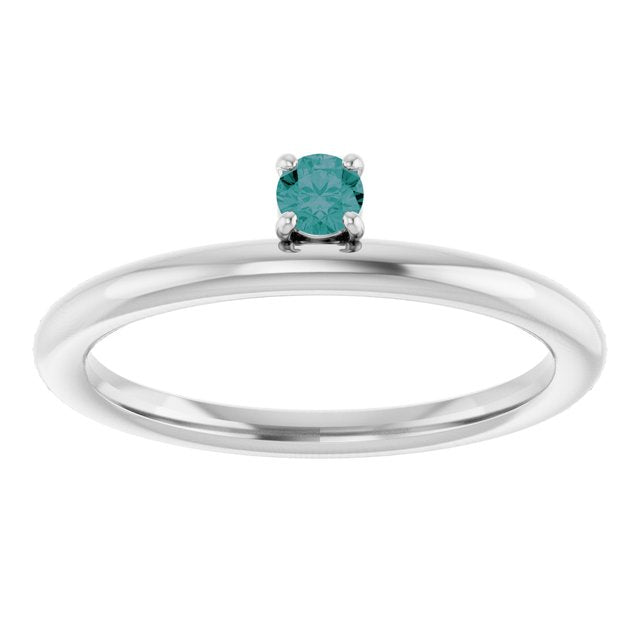 14K White Gold Lab-Grown Alexandrite Stackable Ring