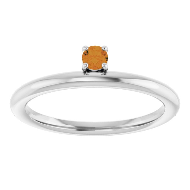 14K White Gold Natural Citrine Stackable Ring