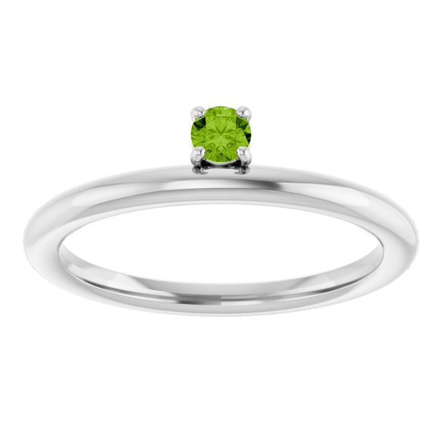 14K White Gold Natural Peridot Stackable Ring