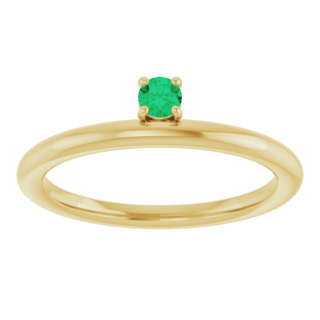 14K Yellow Gold Natural Emerald Stackable Ring