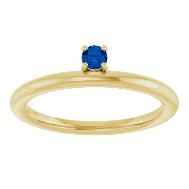 14K Yellow Gold Natural Blue Sapphire Stackable Ring