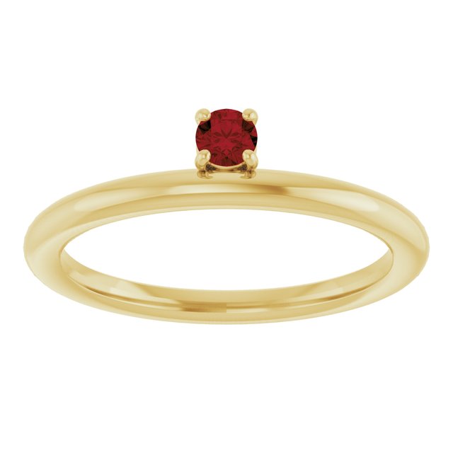 14K Yellow Gold Natural Mozambique Garnet Stackable Ring