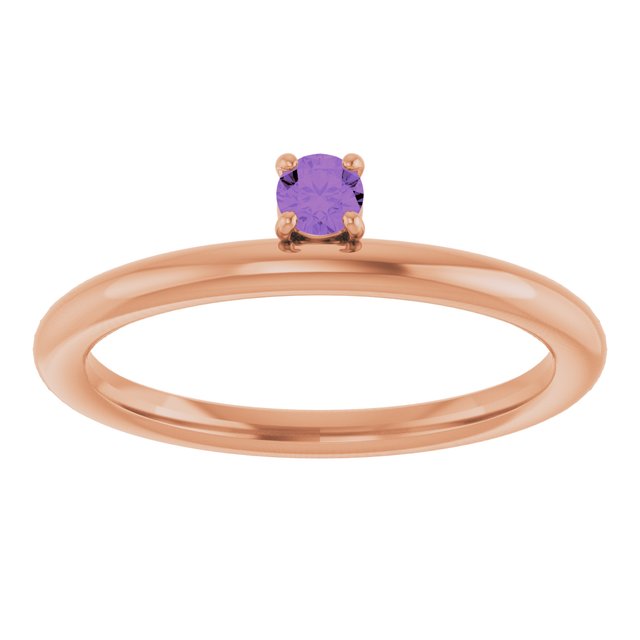 14K Rose Gold Natural Amethyst Stackable Ring