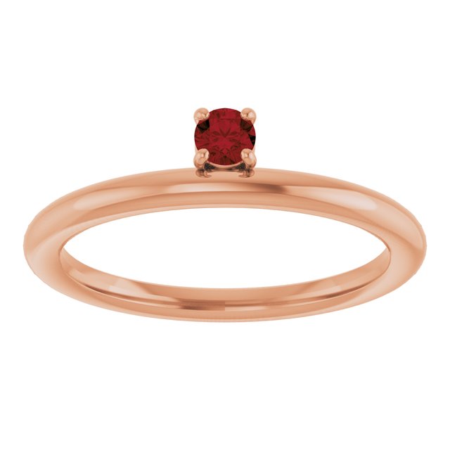 14K Rose Gold Natural Mozambique Garnet Stackable Ring