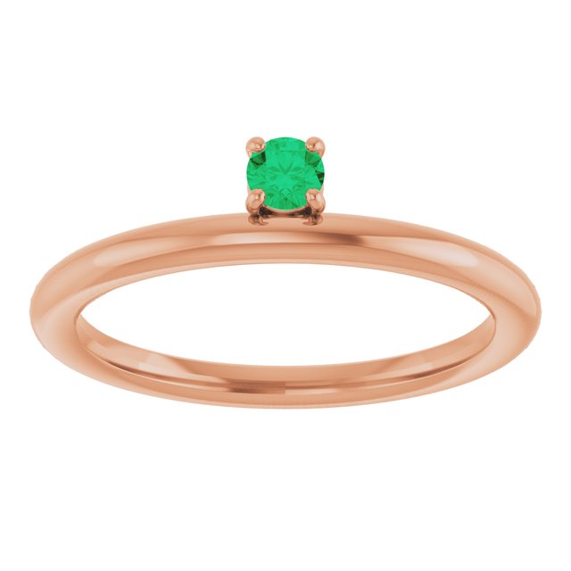14K Rose Gold Natural Emerald Stackable Ring