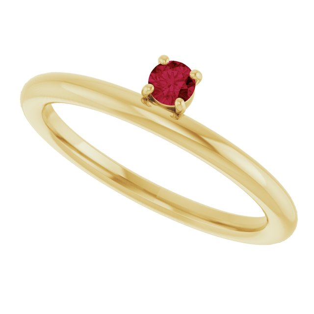 14K Yellow Gold Natural Ruby Stackable Ring