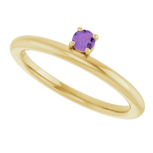 14K Yellow Gold Natural Amethyst Stackable Ring 