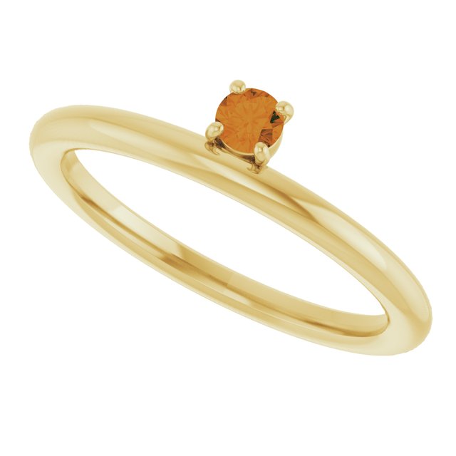 14K Yellow Gold Natural Citrine Stackable Ring