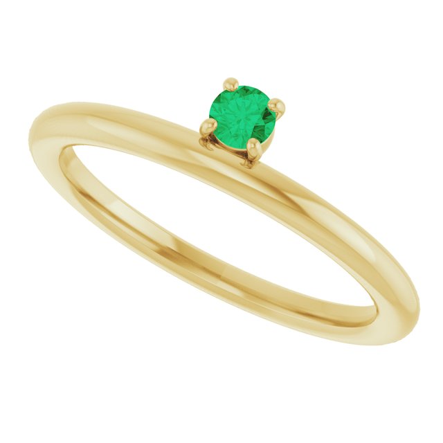 14K Yellow Gold Natural Emerald Stackable Ring