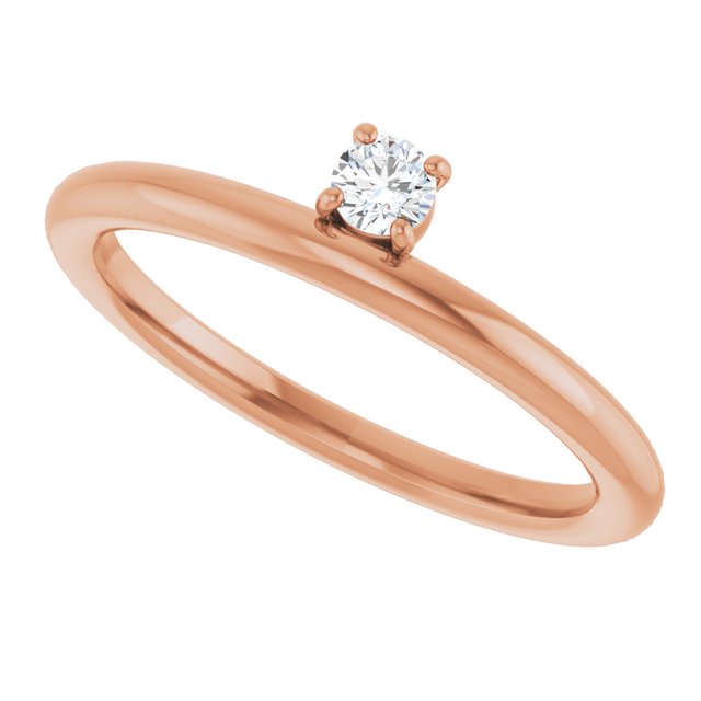 14K Rose Gold 1/10 CT Natural Diamond Stackable Ring 