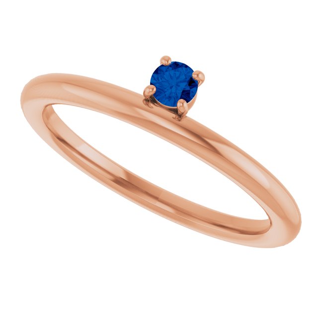 14K Rose Gold Natural Blue Sapphire Stackable Ring