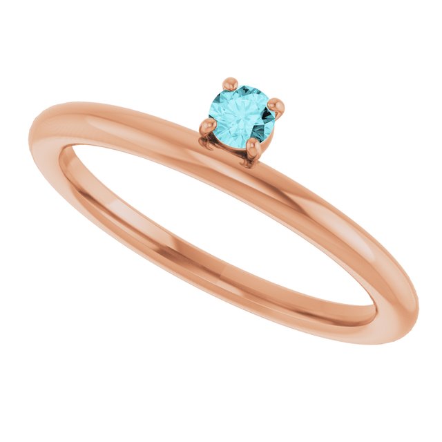 14K Rose Gold Natural Blue Zircon Stackable Ring