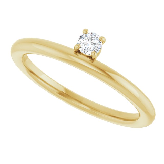 14K Yellow Gold 1/10 CT Natural Diamond Stackable Ring 