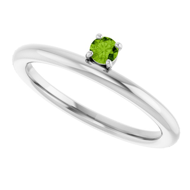 14K White Gold Natural Peridot Stackable Ring