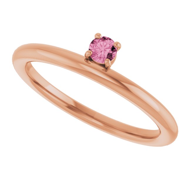 14K Rose Gold Natural Pink Tourmaline Stackable Ring