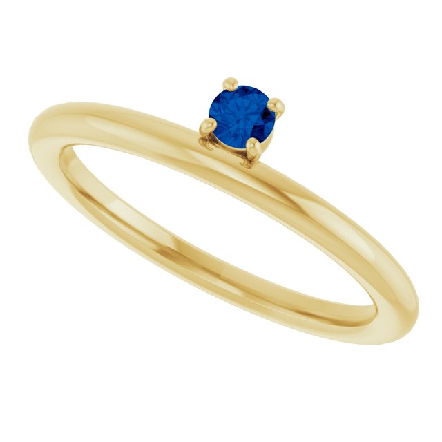 14K Yellow Gold Natural Blue Sapphire Stackable Ring