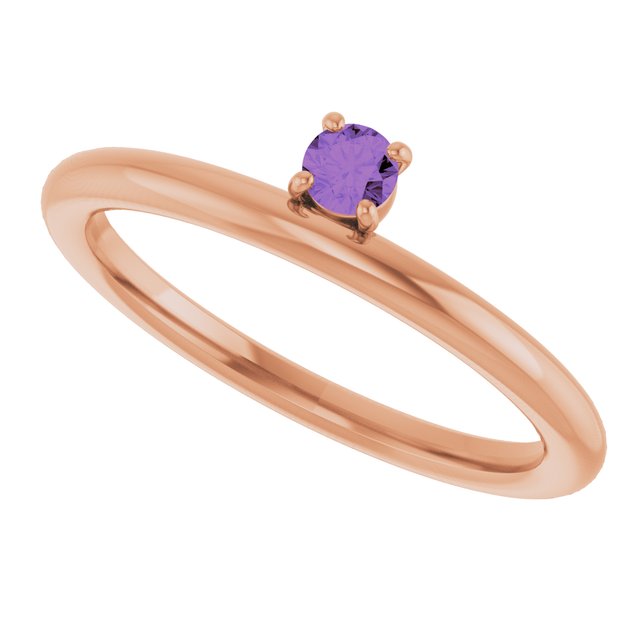 14K Rose Gold Natural Amethyst Stackable Ring