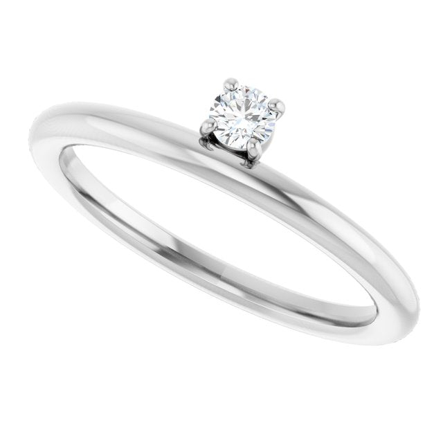 14K White Gold 1/10 CT Natural Diamond Stackable Ring 