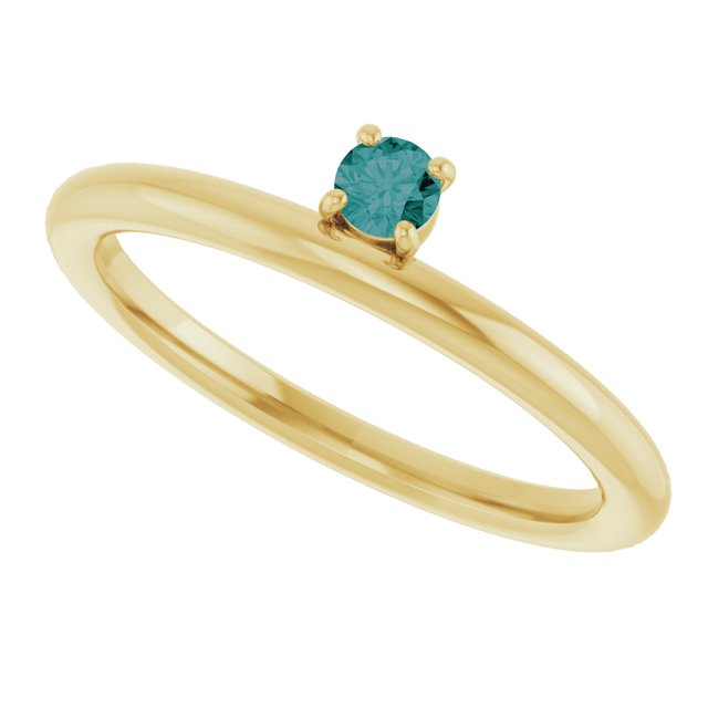 14K Yellow Gold Lab-Grown Alexandrite Stackable Ring