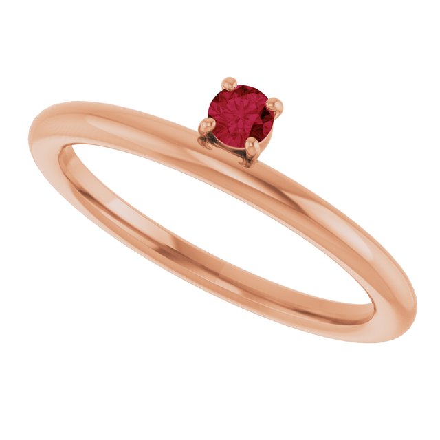14K Rose Gold Natural Ruby Stackable Ring