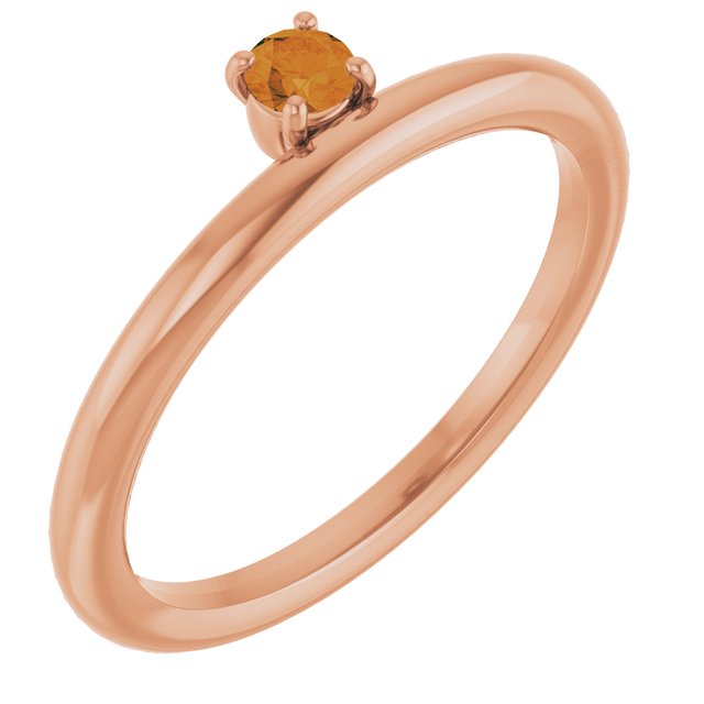 14K Rose Gold Natural Citrine Stackable Ring