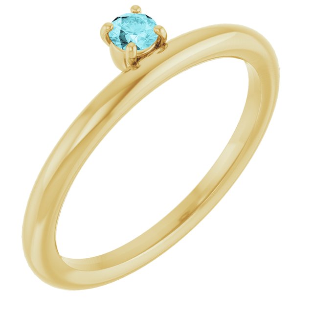 14K Yellow Gold Natural Blue Zircon Stackable Ring