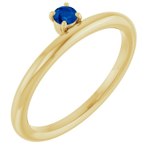 14K Yellow Gold Natural Blue Sapphire Stackable Ring