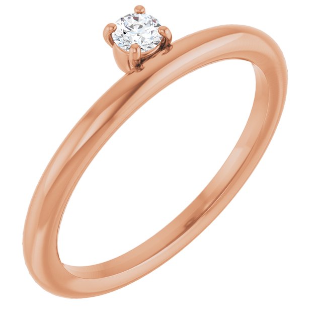 14K Rose Gold 1/10 CT Natural Diamond Stackable Ring 