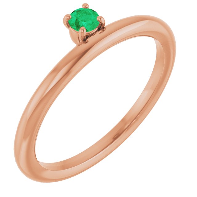 14K Rose Gold Natural Emerald Stackable Ring