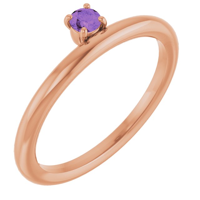 14K Rose Gold Natural Amethyst Stackable Ring