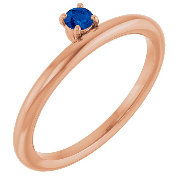 14K Rose Gold Natural Blue Sapphire Stackable Ring