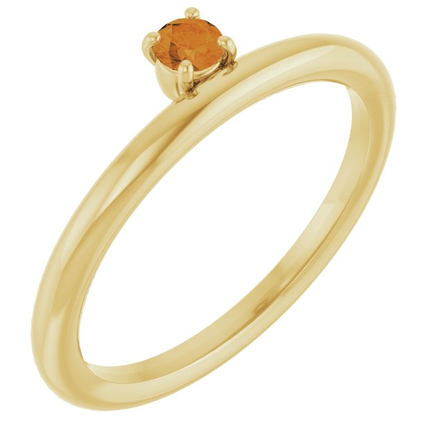 14K Yellow Gold Natural Citrine Stackable Ring