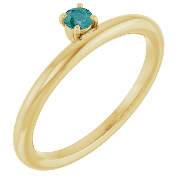 14K Yellow Gold Lab-Grown Alexandrite Stackable Ring