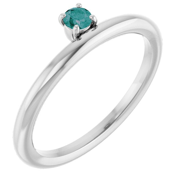 14K White Gold Lab-Grown Alexandrite Stackable Ring
