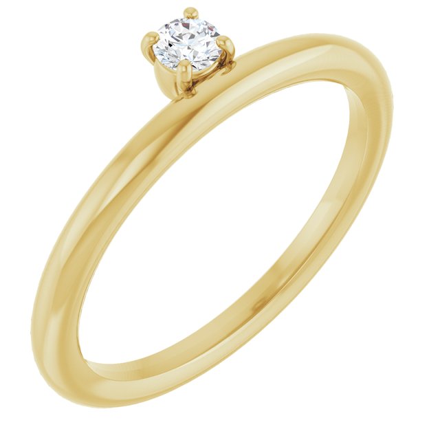 14K Yellow Gold 1/10 CT Natural Diamond Stackable Ring 