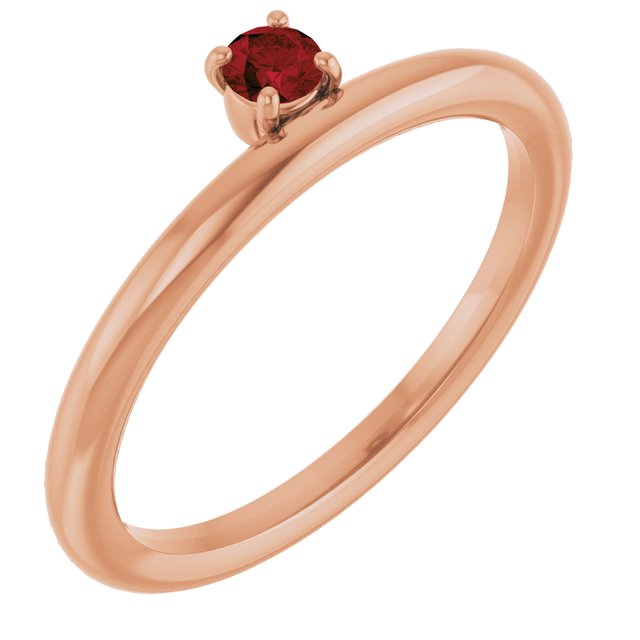 14K Rose Gold Natural Mozambique Garnet Stackable Ring