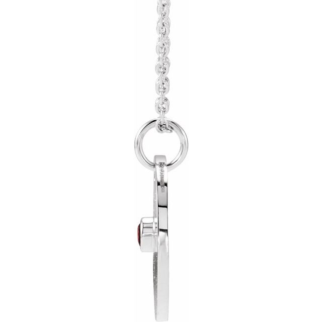 14K White Gold Natural Mozambique Garnet Pisces Zodiac 16-18" Necklace