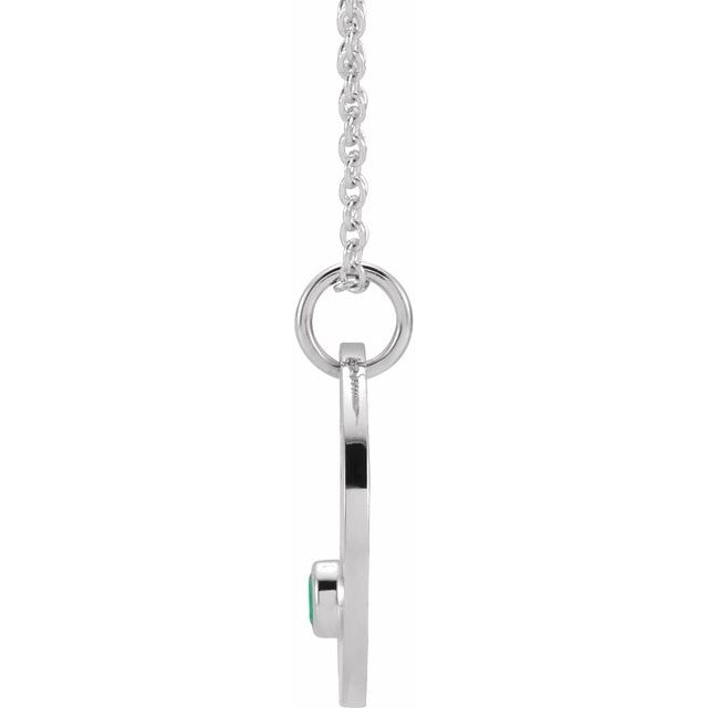 14K White Gold Natural Emerald Aries Zodiac 16-18" Necklace