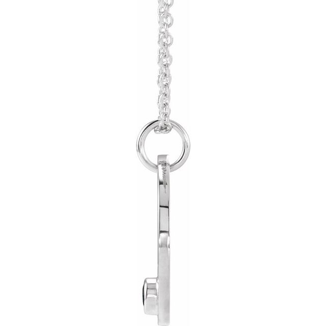 14K White Gold Natural Black Spinel Aquarius Zodiac 16-18" Necklace