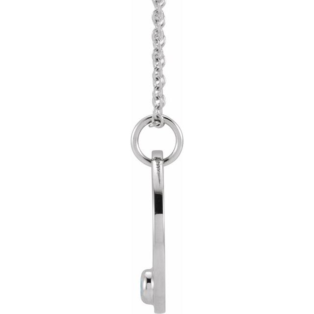 14K White Gold Natural Aquamarine Cancer Zodiac 16-18" Necklace