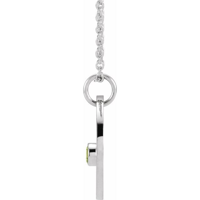 14K White Gold Natural Peridot Gemini Zodiac Disc 16-18" Necklace