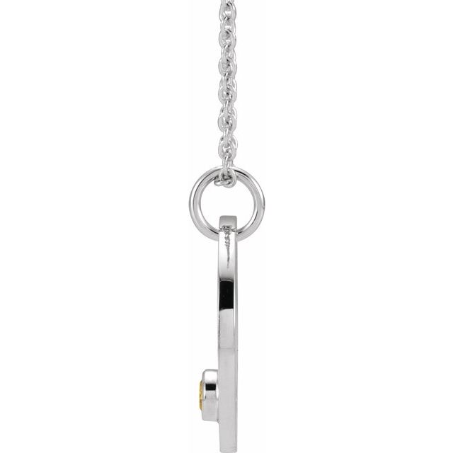 14K White Gold Natural Citrine Leo Zodiac 16-18" Necklace