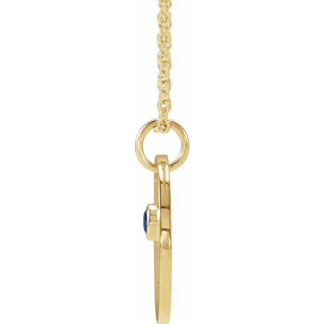14K Yellow Gold Natural Blue Sapphire Capricorn Zodiac 16-18" Necklace