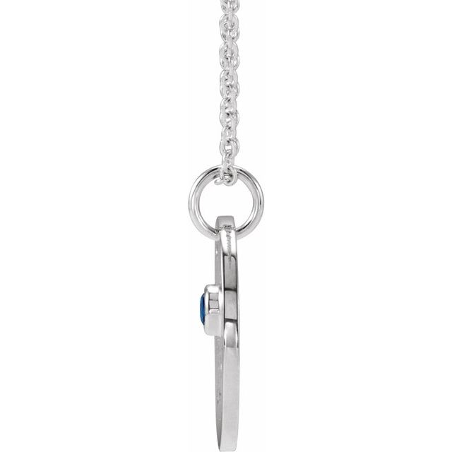 14K White Gold Natural Blue Sapphire Capricorn Zodiac 16-18" Necklace