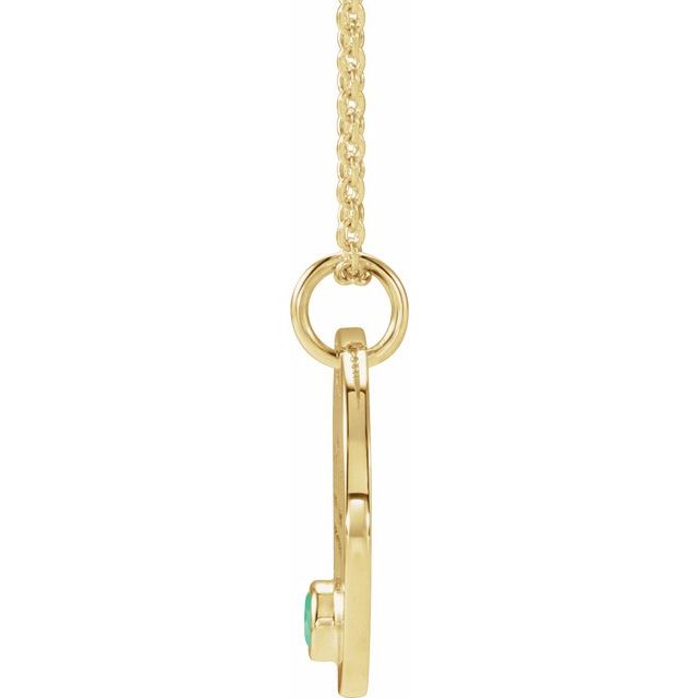 14K Yellow Gold Natural Green Chrysoprase Libra Zodiac 16-18" Necklace