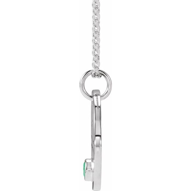 14K White Gold Natural Green Chrysoprase Libra Zodiac 16-18" Necklace