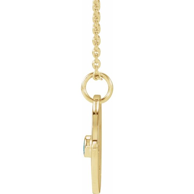 14K Yellow Gold Natural Blue Zircon Scorpio Zodiac 16-18" Necklace