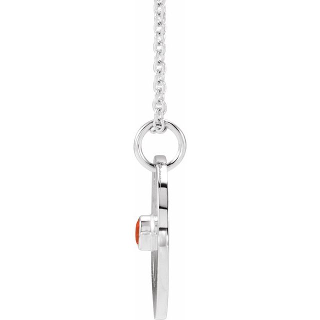 14K White Gold Natural Mexican Fire Opal Taurus Zodiac 16-18" Necklace