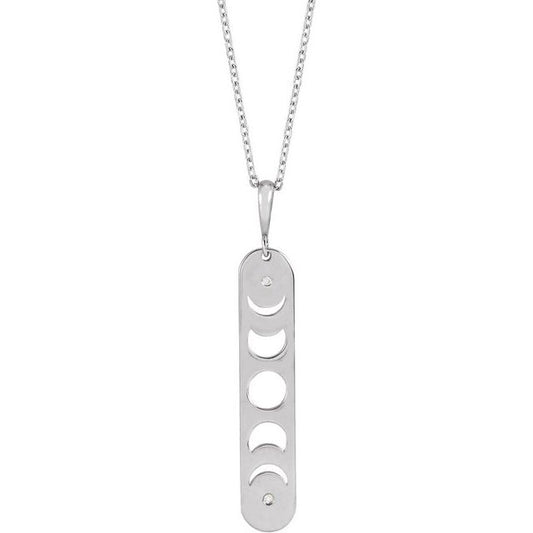 Sterling Silver .01 CTW Natural Diamond Moon Phase Bar 16-18" Necklace